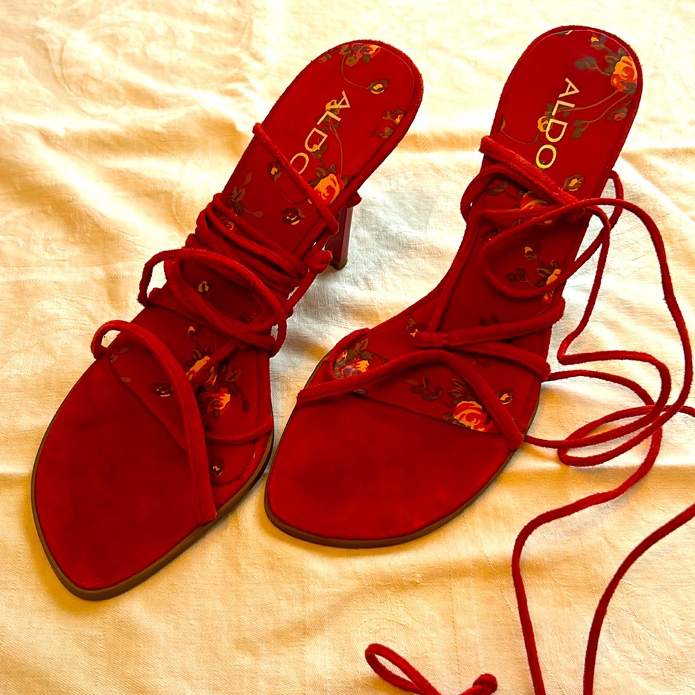 ALDO stilettos Red suede tie up